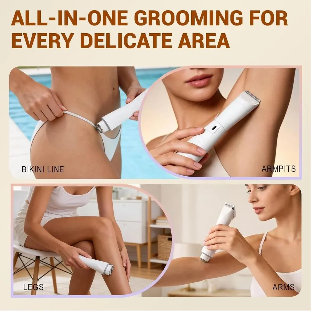 Women's 2-in-1 Waterproof Bikini Shaver & Body Trimmer with Storage Bag